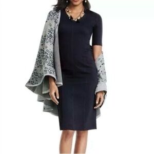 CAbi Claire Ponte Black Sheath Dress Women’s Size 6 V-neck Little Black Dress